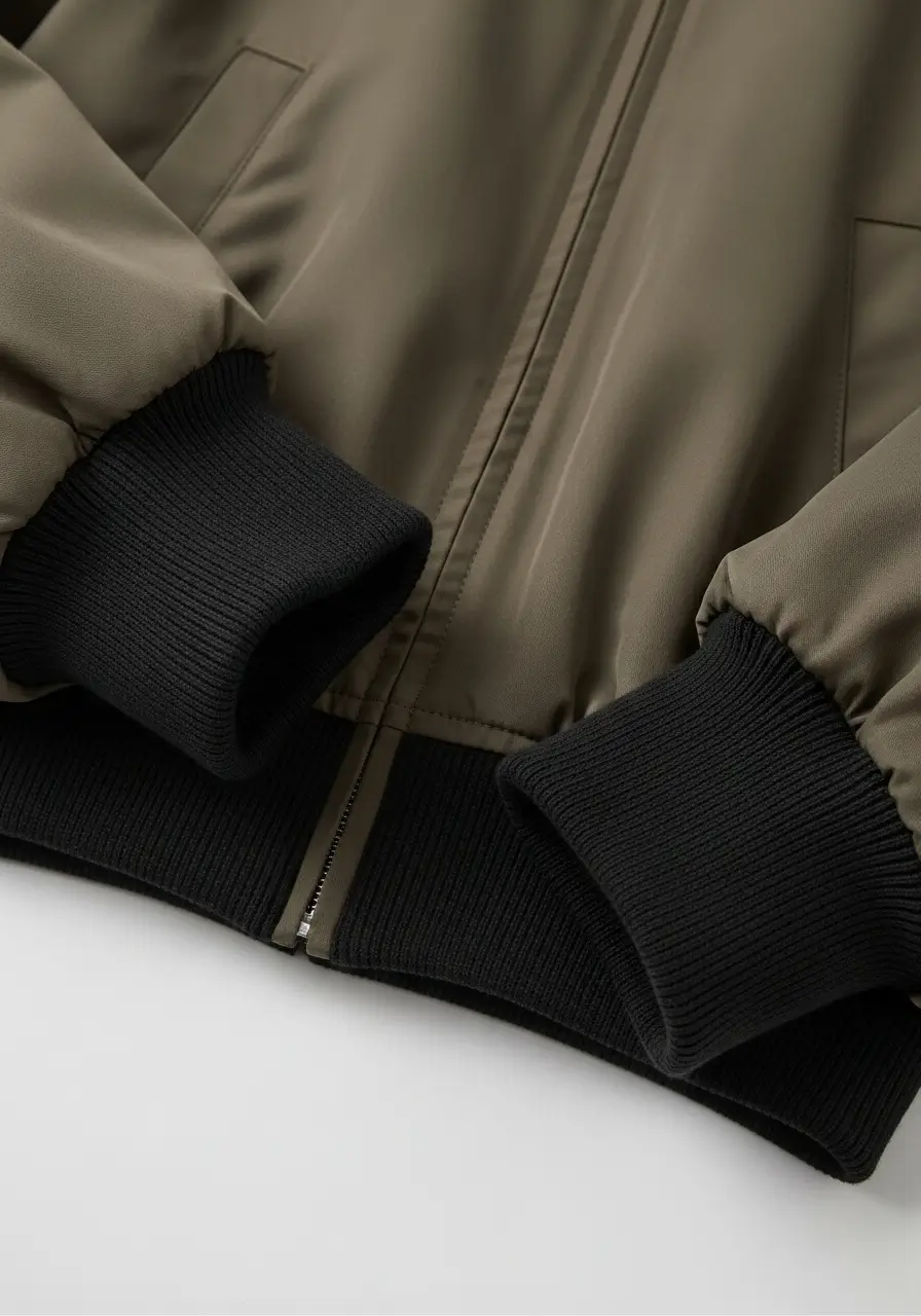 Bomber Jacket Style- Ribbed Cuffs and Waistband