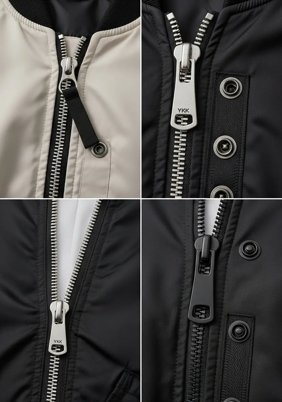 Bomber Jacket Styles- Zipper and Hardware