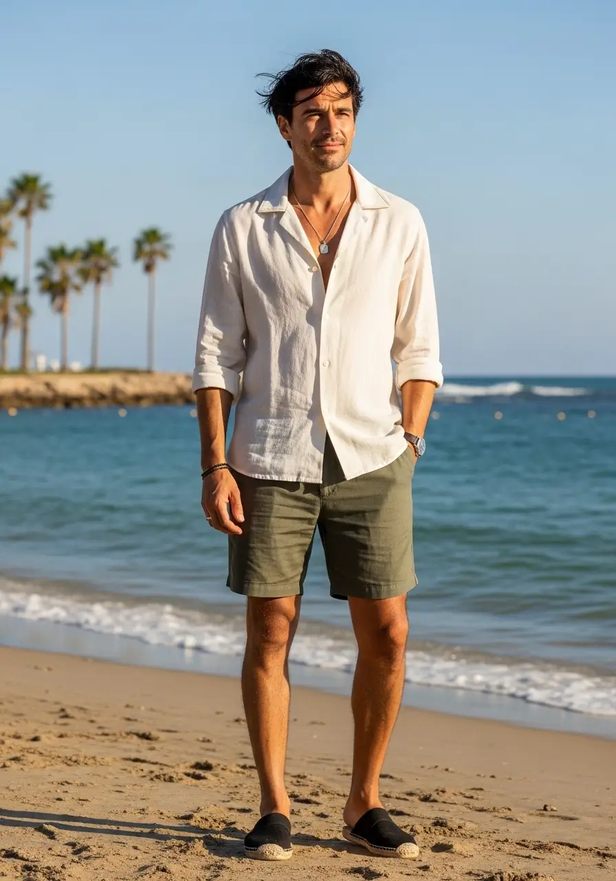 Clothing Linen Shirt- Camp Collar