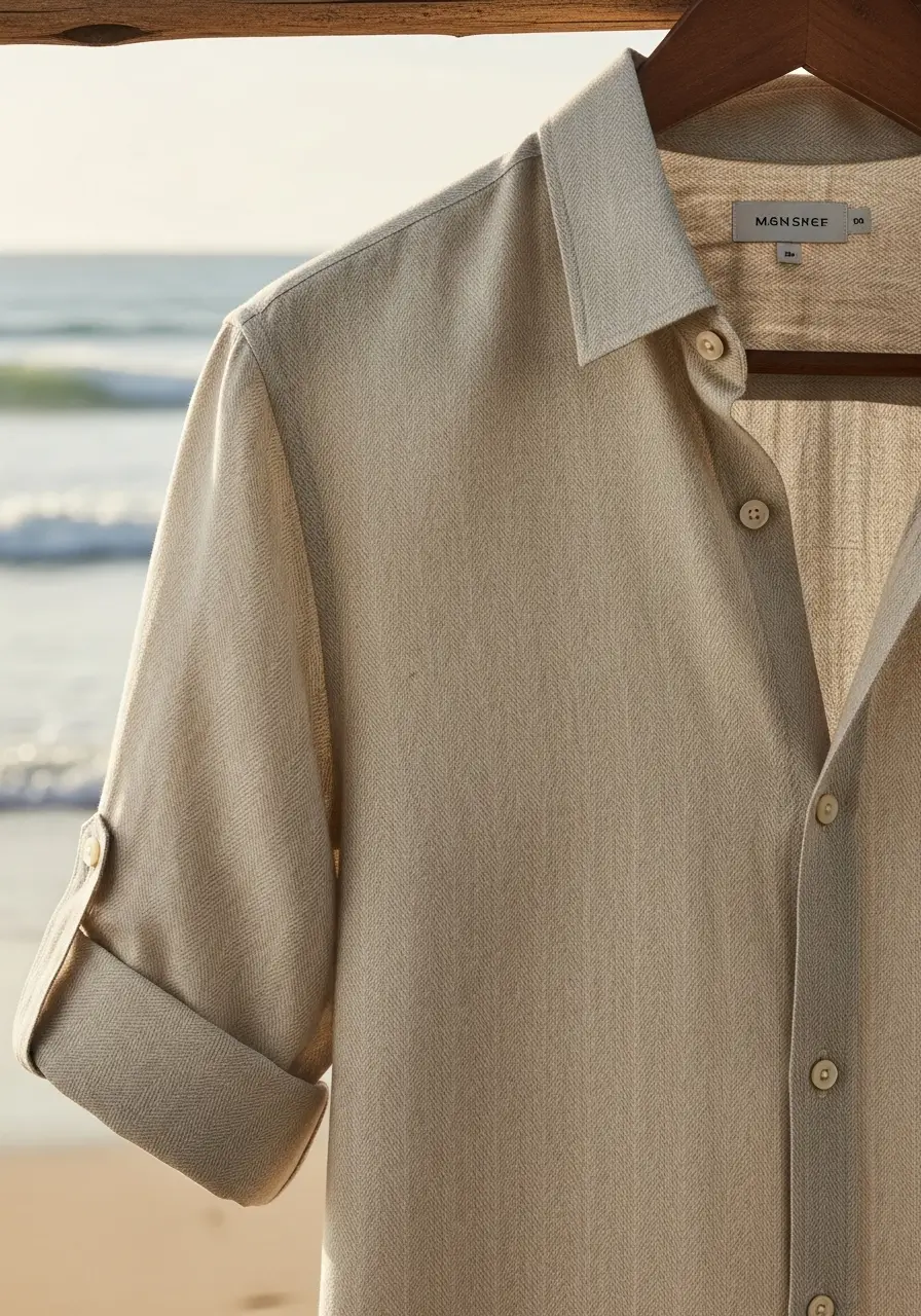 Clothing Linen Shirt- Herringbone Weave