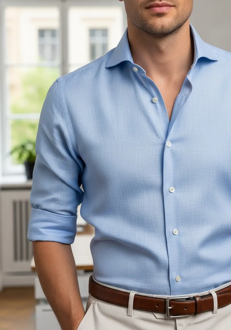 Clothing Linen Shirt- Spread Collar